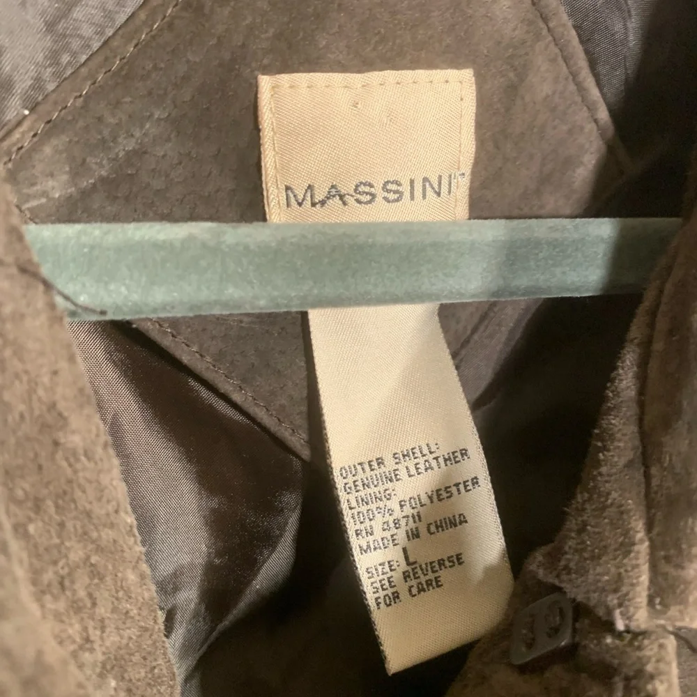 Massini Womens VTG Leather Button Down Jacket Brown Size L Western Boho Casual